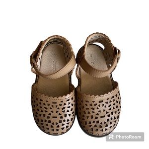 CONSCIOUSLY BABY 
Perforated Leather Pocket Sandals | Brown